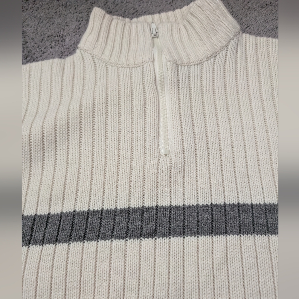 Cream Ribbed Quarter Zip Sweater - Picture 3 of 5